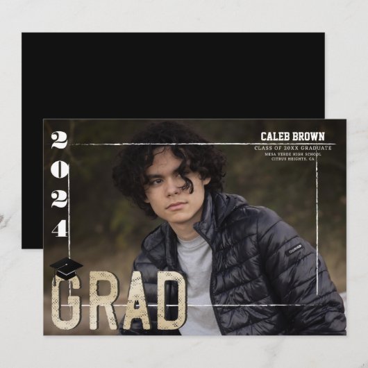2024 Border Afstudeerder Afstuderen Foto Aankondig Kaart (Voorkant / Achterkant)