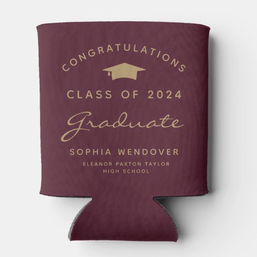 2024 Bourgogne Goud Afstuderen Koelbox Blikjeskoeler (Achterkant)