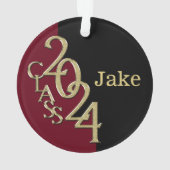 2024 Bourgondië en Goud Afstuderen Foto Ornament (achterkant)