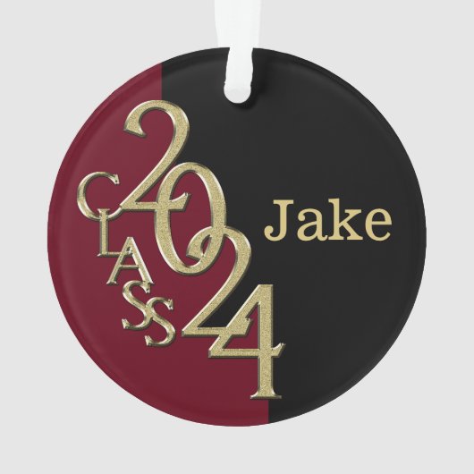 2024 Bourgondië en Goud Afstuderen Foto Ornament (achterkant)