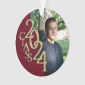 2024 Bourgondië en Goud Afstuderen Foto Ornament (voorkant)
