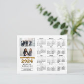 2024 Business 2 Foto Modern Goud Script Kalender Feestdagenkaart (Staand voorkant)