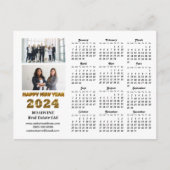 2024 Business 2 Foto Modern Goud Script Kalender Feestdagenkaart (Voorkant)