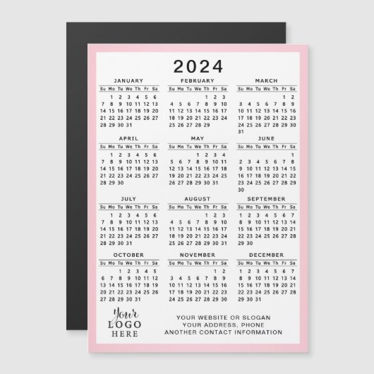 2024 Business Logo Kalender Koelkast Magnetische K (Voorkant / Achterkant)
