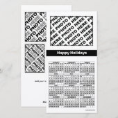 2024 Calendar 4 foto's toevoegen Kaart Simple Blac (Voorkant / Achterkant)