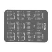 2024 Calendar - Basic Grey Mini Calendar Magneet (Horizontaal)