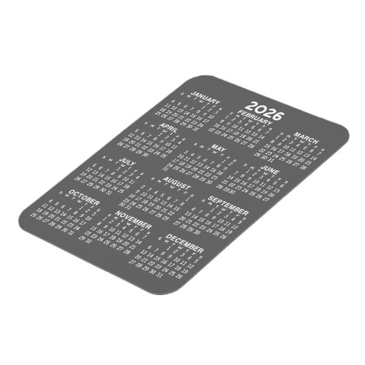 2024 Calendar - Basic Grey Mini Calendar Magneet (Linkerzijde)