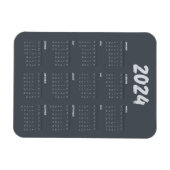 2024 Calendar Black And White Simple  Magneet (Horizontaal)