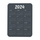 2024 Calendar Black And White Simple  Magneet (Verticaal)