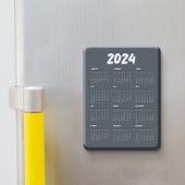 2024 Calendar Black And White Simple  Magneet