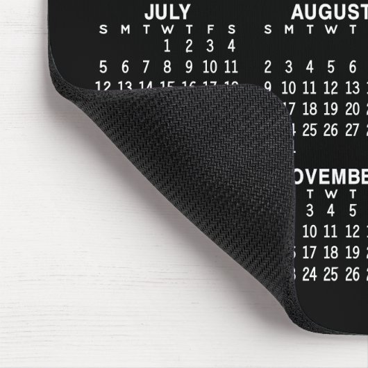 2024 Calendar - black background - Vertical Muismat (Hoek)