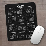 2024 Calendar - black background - Vertical Muismat<br><div class="desc">Een eenvoudige black background met a 2024 kalenderar. Alleen zakenitem voor de New Year. A black background for a kalenderar with a solid color.</div>