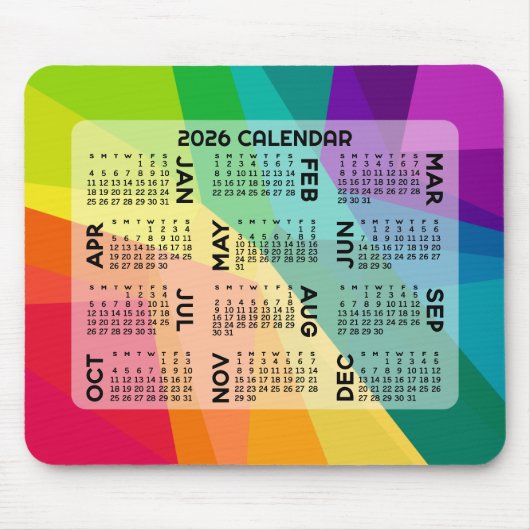 2024 Calendar - colorful rainbow prism Muismat (Voorkant)