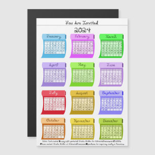 2024 Calendar Fabrics Fabric Font U bent uitgenodi Magnetische Uitnodiging