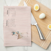 2024 Calendar Woodland Deer Bird Tree Theedoek (Quarter Fold)