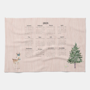 2024 Calendar Woodland Deer Bird Tree Theedoek