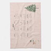 2024 Calendar Woodland Deer Bird Tree Theedoek (Verticaal)