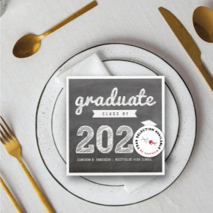 2024 Chalkboard Bold Sketch Graduation Party Paper Servet