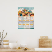2024 Charmante Dorpskalender Poster (Keuken)