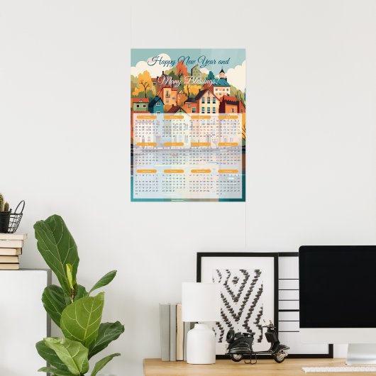 2024 Charmante Dorpskalender Poster (Thuiskantoor)