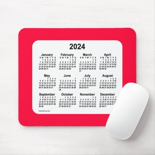 2024 Cherry Red Calendar van Janz Muismat (Met muis)