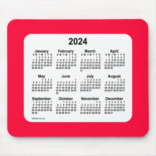 2024 Cherry Red Calendar van Janz Muismat (Voorkant)