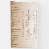 2024 Chic Gold Glitter Drip Afstuderen Spandoek (Verticaal)