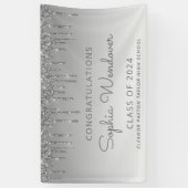 2024 Chic Silver Glitter Drip Afstuderen Spandoek (Verticaal)