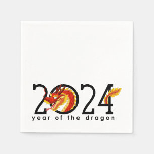 2024 Chinees Nieuwjaar Cartoon Drakenservetten Servet