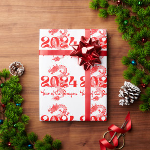 2024 Chinees Nieuwjaar Jaar van de Draak Cadeaupapier