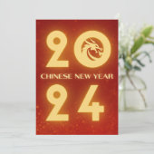 2024 Chinees Nieuwjaar, Jaar van de Draak Feestdagenkaart (Staand voorkant)