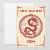 2024 Chinees Nieuwjaar, jaar van de draak Feestdagenkaart (Voorkant / Achterkant)