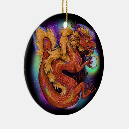 2024 Chinees Zodiac Jaar van de Draak Keramisch Ornament (Rechts)