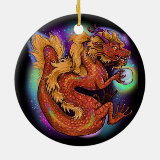 2024 Chinees Zodiac Jaar van de Draak Keramisch Ornament (Achterkant)