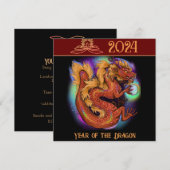2024 Chinees Zodiac Jaar van de Draak Nieuwjaar Kaart (Voorkant / Achterkant)