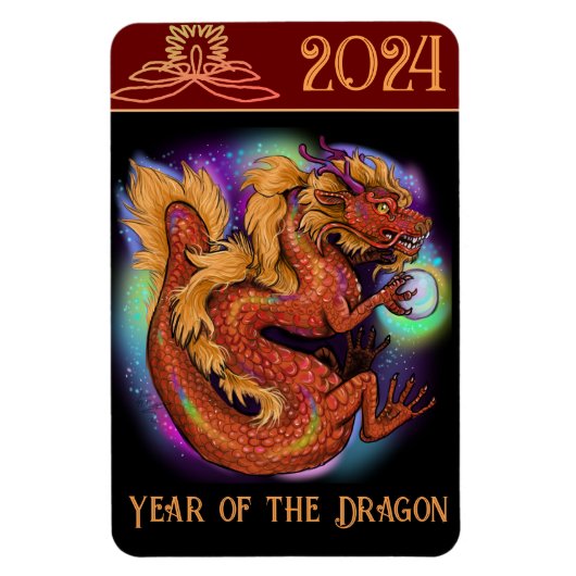 2024 Chinees Zodiac Jaar van de Draak Nieuwjaar Magneet (Verticaal)