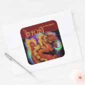 2024 Chinees Zodiac Jaar van de Draak Nieuwjaar Vierkante Sticker (Envelop)