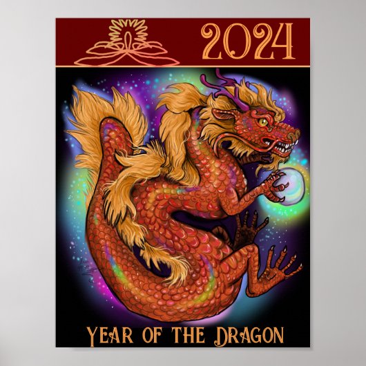 2024 Chinees Zodiac Jaar van de Draak Poster (Voorkant)