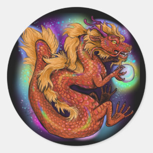 2024 Chinees Zodiac Jaar van de Draak Ronde Sticker