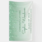 2024 Chique Groene Glitter Drip Afstuderen Spandoek (Verticaal)