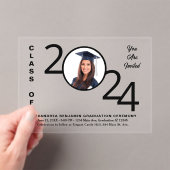 2024 Class Afstuderen Ceremony Afstuderen Foto Acryl Uitnodigingen (Insitu (Draagbaar))