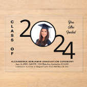 2024 Class Afstuderen Ceremony Afstuderen Foto Acryl Uitnodigingen (Voorkant)