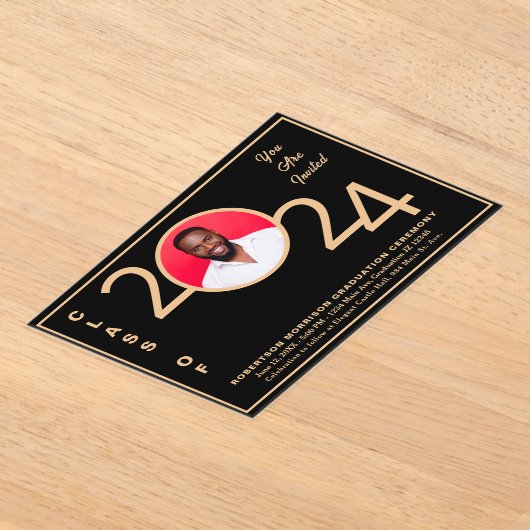 2024 Class Afstuderen Ceremony Afstuderen Foto Acryl Uitnodigingen (Laagn)