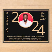 2024 Class Afstuderen Ceremony Afstuderen Foto Acryl Uitnodigingen (Voorkant)