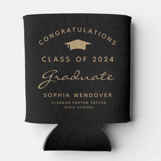 2024 Classic Zwart Goud Afstuderen Koelbox Blikjeskoeler (Achterkant)