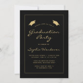 2024 Classic Zwart Goud Grens Graduation Party Kaart (Voorkant)