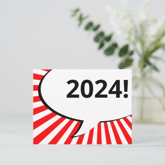 2024 Comic Bubble briefkaart (Staand voorkant)