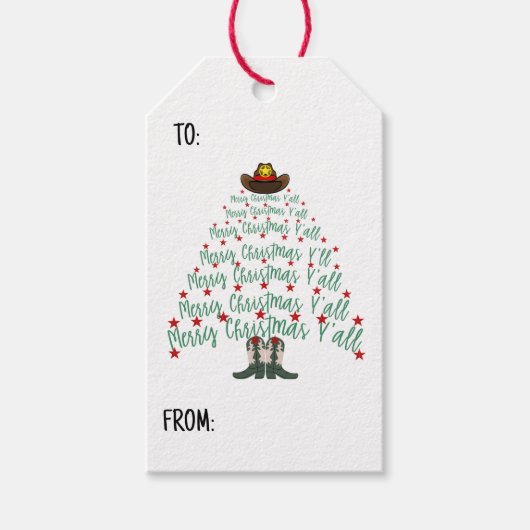 2024 Cowboy Kerstboom Cadeaulabel (Voorkant)