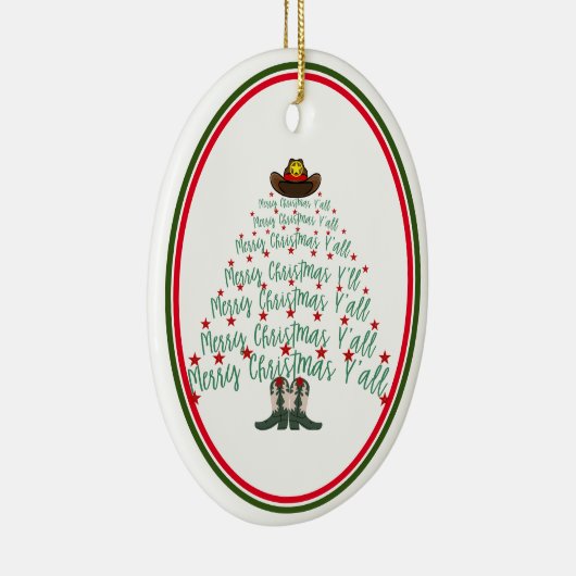 2024 Cowboy Kerstboom gast Keramisch Ornament (Rechts)