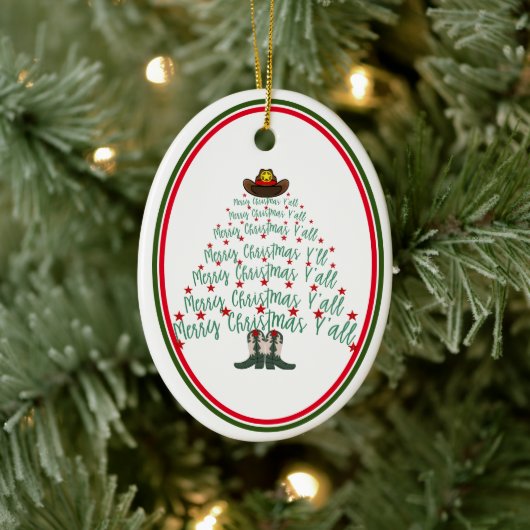 2024 Cowboy Kerstboom gast Keramisch Ornament (Boom)